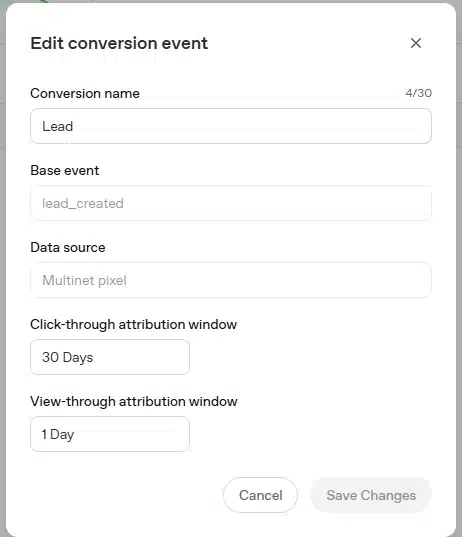 Edit conversion event